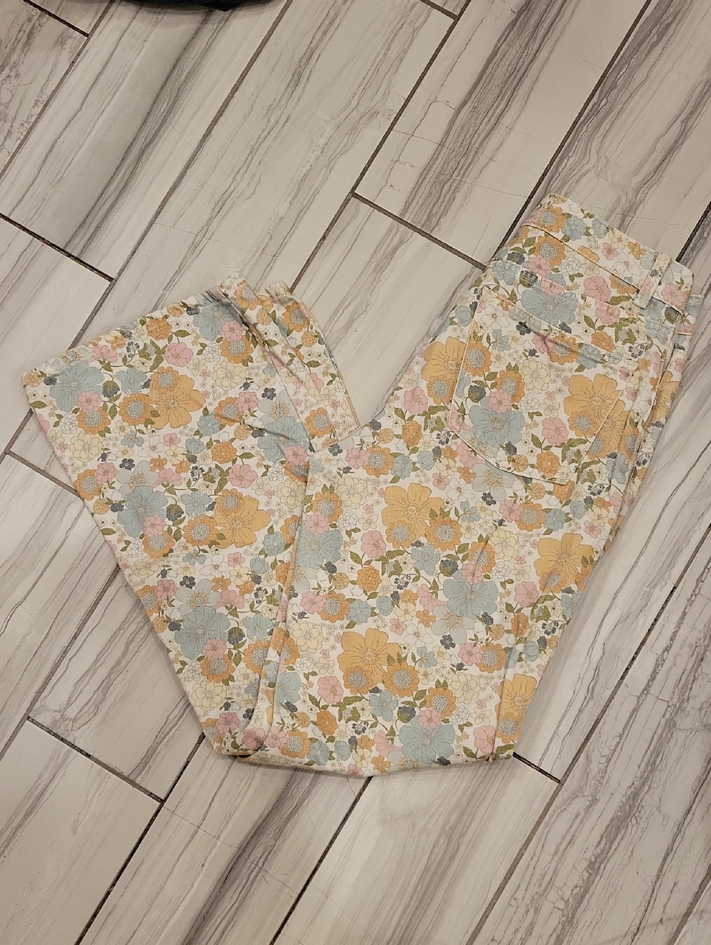 Topshop Pastel Floral Jeans in Yellow, Blue & Green